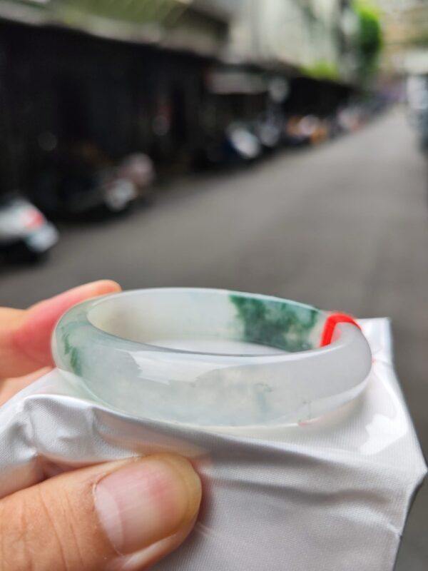 天然緬甸玉A貨｜木拿三彩放光玻璃種厚庄正圈手鐲