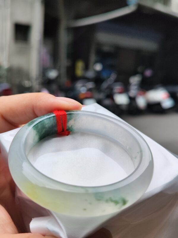 天然緬甸玉A貨｜木拿三彩放光玻璃種厚庄正圈手鐲