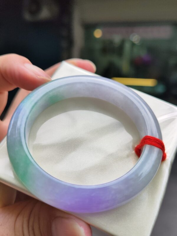 天然緬甸玉A貨｜濃紫羅蘭春彩 正圈厚庄手鐲