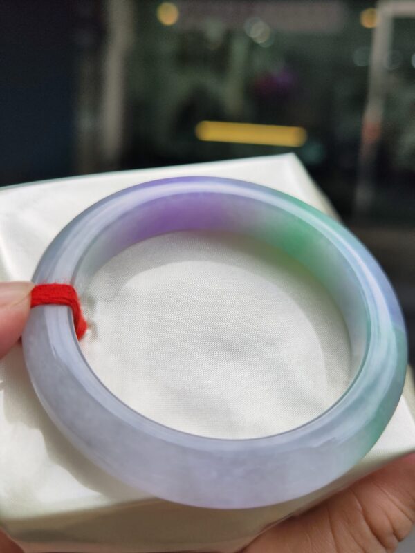 天然緬甸玉A貨｜濃紫羅蘭春彩 正圈厚庄手鐲