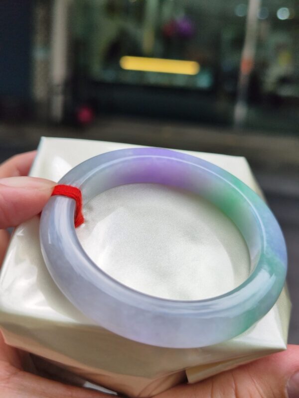 天然緬甸玉A貨｜濃紫羅蘭春彩 正圈厚庄手鐲