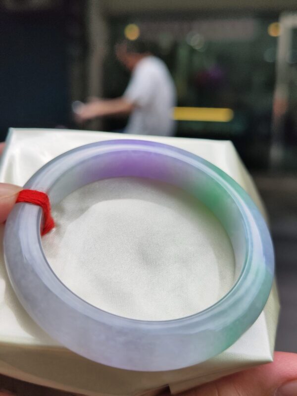 天然緬甸玉A貨｜濃紫羅蘭春彩 正圈厚庄手鐲