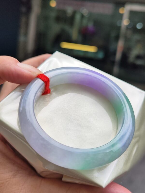 天然緬甸玉A貨｜濃紫羅蘭春彩 正圈厚庄手鐲