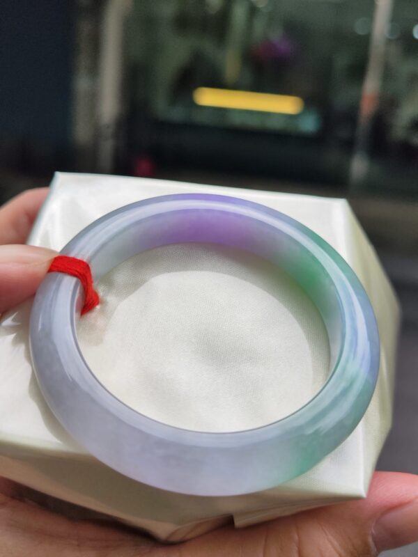 天然緬甸玉A貨｜濃紫羅蘭春彩 正圈厚庄手鐲