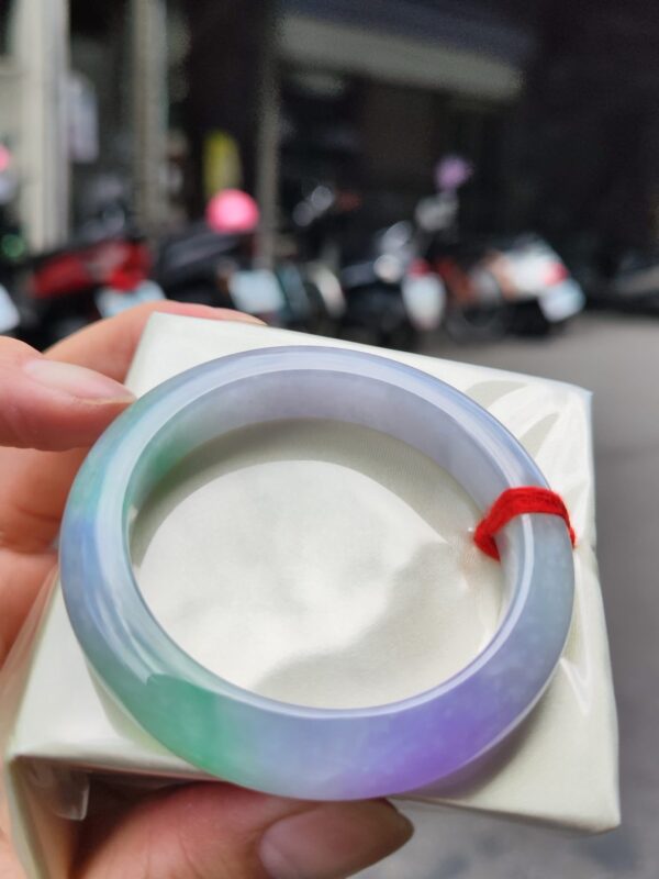 天然緬甸玉A貨｜濃紫羅蘭春彩 正圈厚庄手鐲