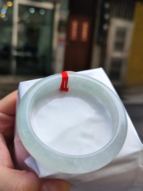 【天然緬甸玉A貨】 冰種白月光正圈厚庄手鐲