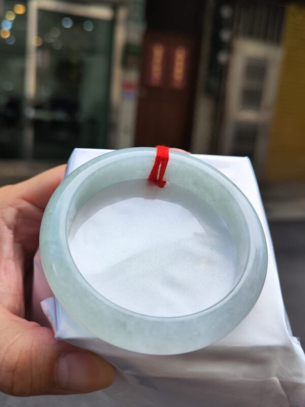 【天然緬甸玉A貨】 冰種白月光正圈厚庄手鐲