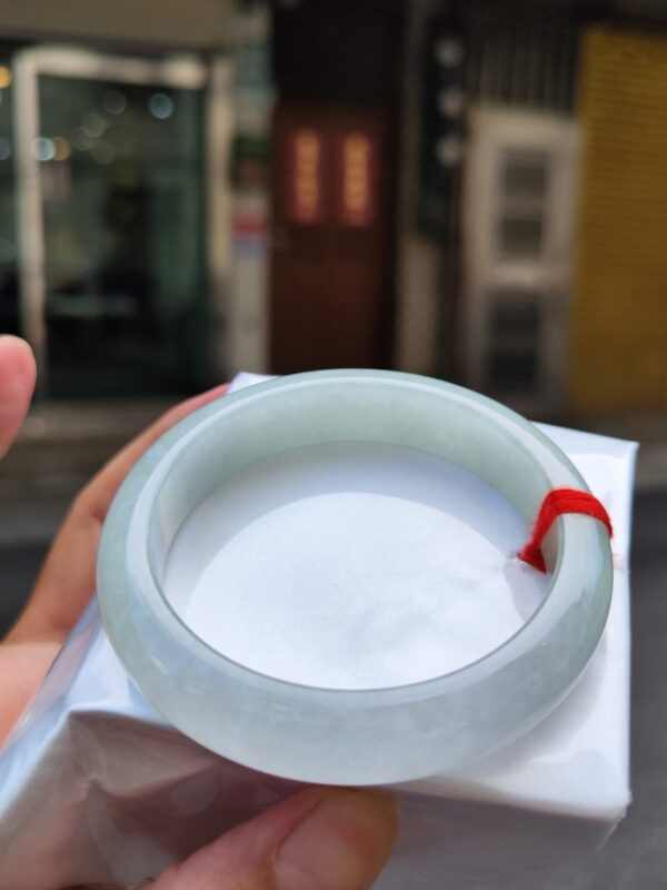 【天然緬甸玉A貨】 冰種白月光正圈厚庄手鐲