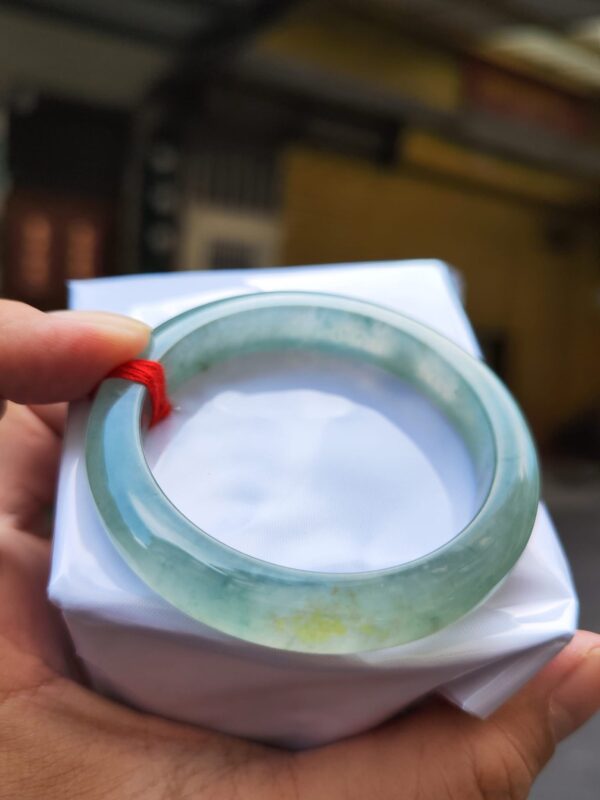 【天然緬甸玉A貨】 三彩放光玻璃種正圈手鐲