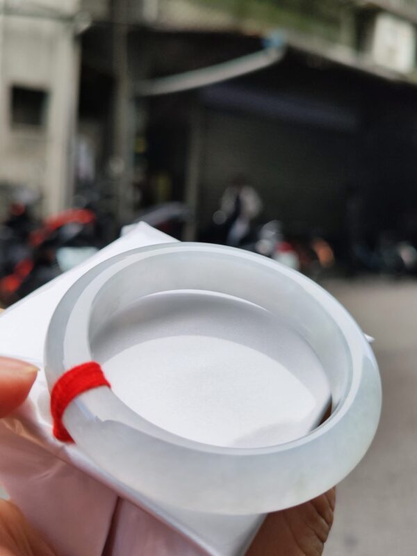 【天然緬甸玉A貨】 冰種白月光正圈厚庄手鐲