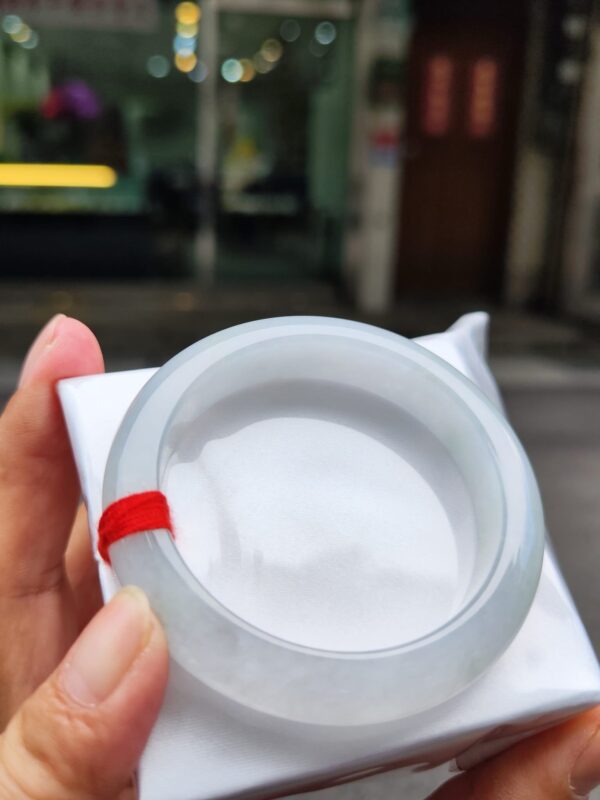 【天然緬甸玉A貨】 冰種白月光正圈厚庄手鐲