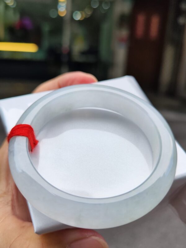 【天然緬甸玉A貨】 冰種白月光正圈厚庄手鐲