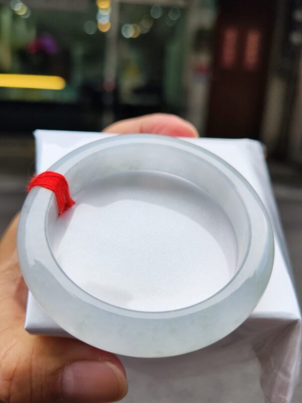 【天然緬甸玉A貨】 冰種白月光正圈厚庄手鐲