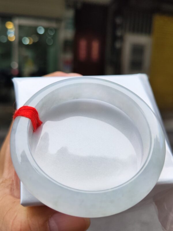 【天然緬甸玉A貨】 冰種白月光正圈厚庄手鐲