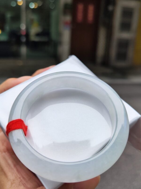 【天然緬甸玉A貨】 冰種白月光正圈厚庄手鐲