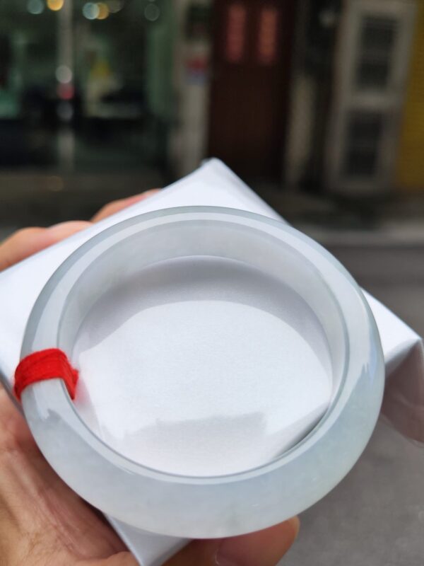 【天然緬甸玉A貨】 冰種白月光正圈厚庄手鐲