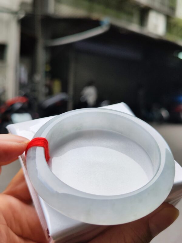 【天然緬甸玉A貨】 冰種白月光正圈厚庄手鐲
