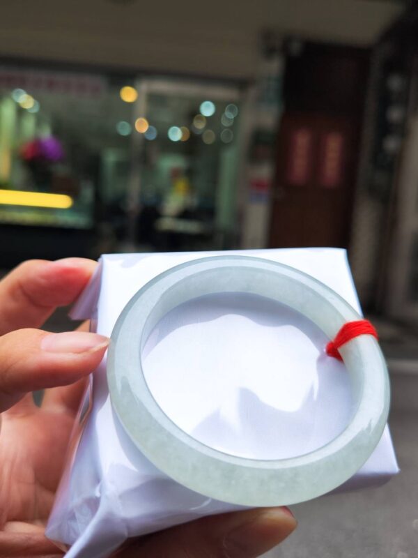 【天然緬甸玉A貨】 冰種白月光正圈厚庄手鐲