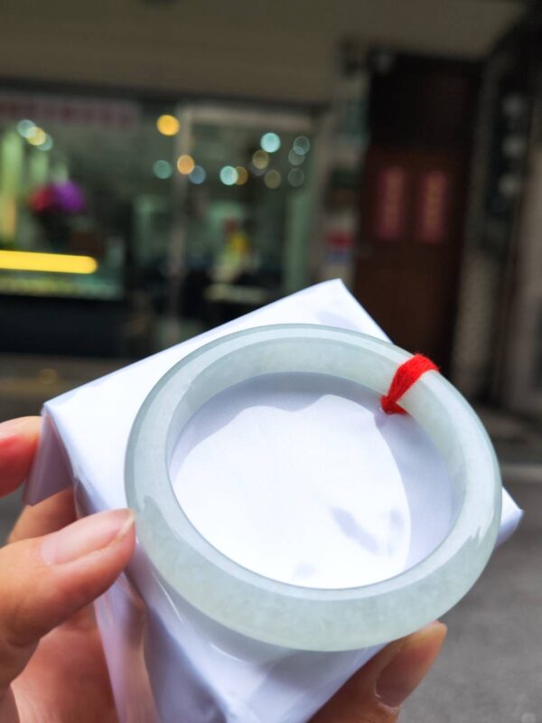 【天然緬甸玉A貨】 冰種白月光正圈厚庄手鐲