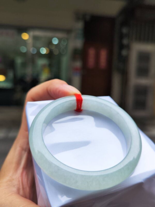 【天然緬甸玉A貨】 冰種白月光正圈厚庄手鐲