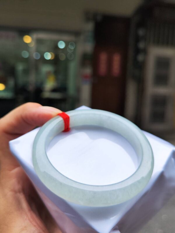【天然緬甸玉A貨】 冰種白月光正圈厚庄手鐲
