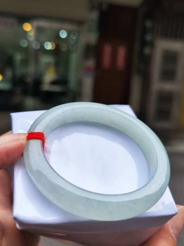 【天然緬甸玉A貨】 冰種白月光正圈厚庄手鐲