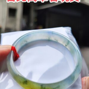 【天然緬甸玉A貨】 放光玻璃種紫羅蘭飄花正圈手鐲