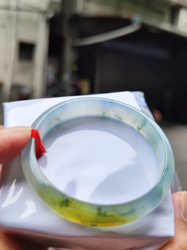 【天然緬甸玉A貨】 放光玻璃種紫羅蘭飄花正圈手鐲