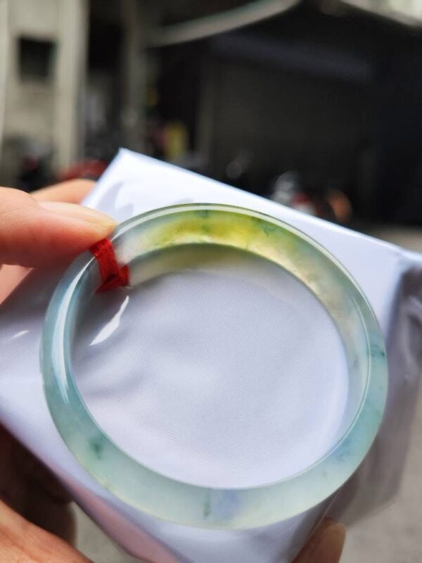 【天然緬甸玉A貨】 放光玻璃種紫羅蘭飄花正圈手鐲