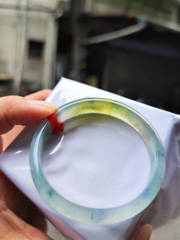 【天然緬甸玉A貨】 放光玻璃種紫羅蘭飄花正圈手鐲