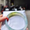 【天然緬甸玉A貨】 放光玻璃種紫羅蘭飄花正圈手鐲