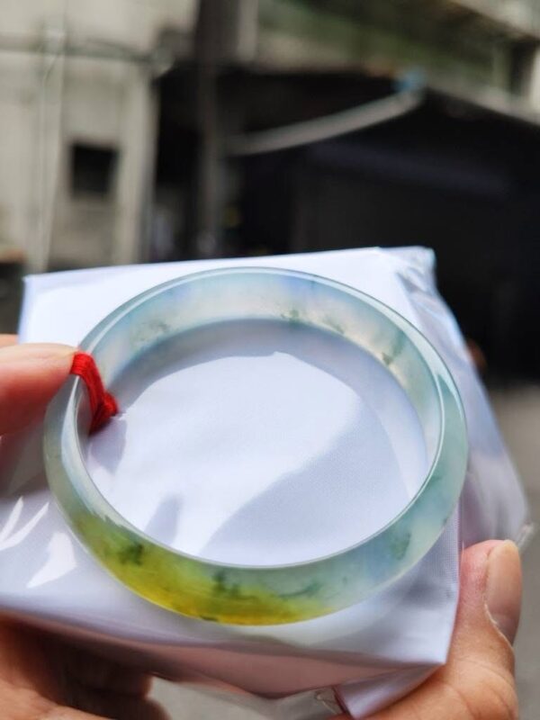 【天然緬甸玉A貨】 放光玻璃種紫羅蘭飄花正圈手鐲