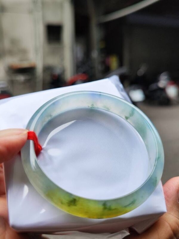 【天然緬甸玉A貨】 放光玻璃種紫羅蘭飄花正圈手鐲