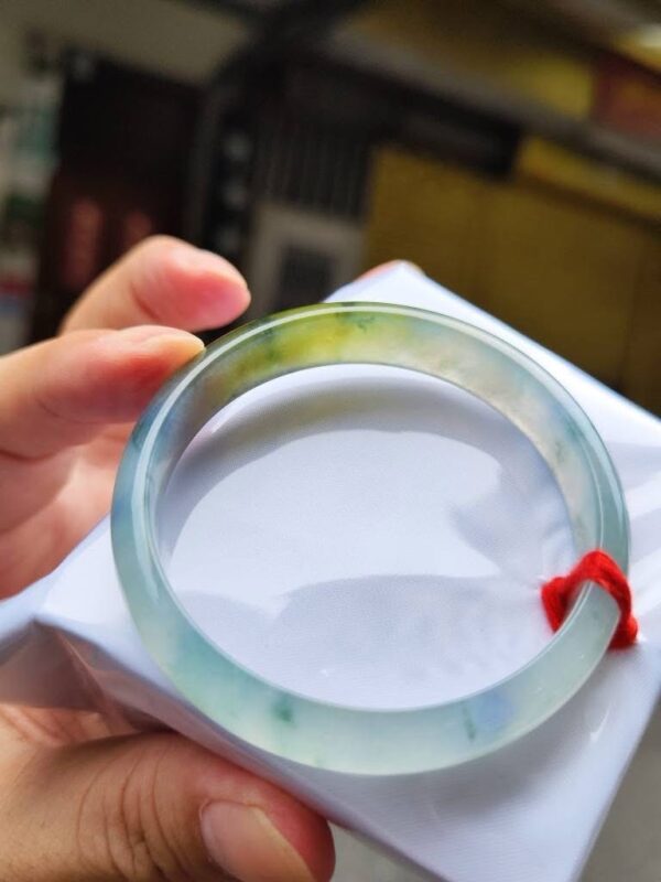 【天然緬甸玉A貨】 放光玻璃種紫羅蘭飄花正圈手鐲