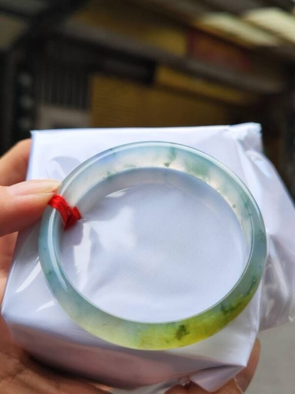 【天然緬甸玉A貨】 放光玻璃種紫羅蘭飄花正圈手鐲
