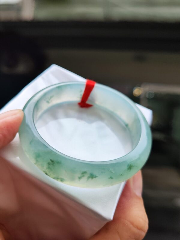 天然緬甸玉A貨 放光玻璃種正圈寬版手鐲