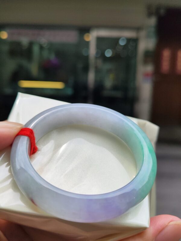 天然緬甸玉A貨｜四喜濃紫羅蘭春彩正圈厚庄手鐲