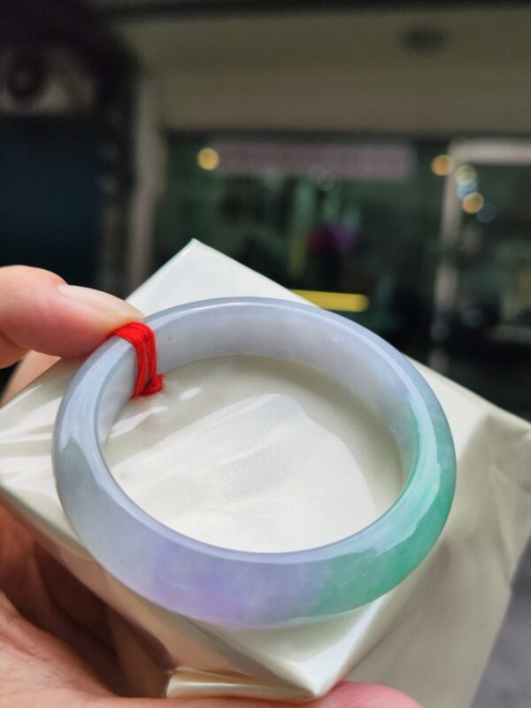天然緬甸玉A貨｜四喜濃紫羅蘭春彩正圈厚庄手鐲