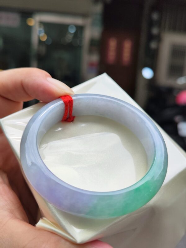 天然緬甸玉A貨｜四喜濃紫羅蘭春彩正圈厚庄手鐲