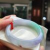 天然緬甸玉A貨｜四喜濃紫羅蘭春彩正圈厚庄手鐲