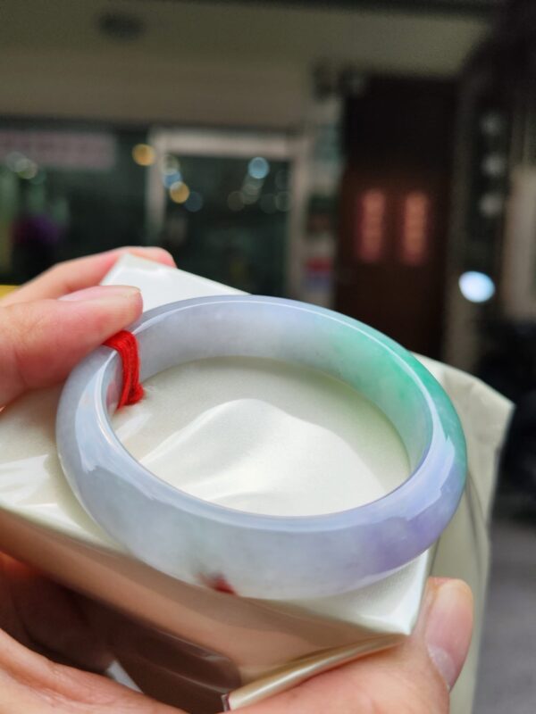 天然緬甸玉A貨｜四喜濃紫羅蘭春彩正圈厚庄手鐲