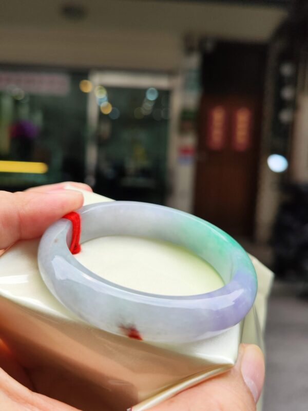 天然緬甸玉A貨｜四喜濃紫羅蘭春彩正圈厚庄手鐲