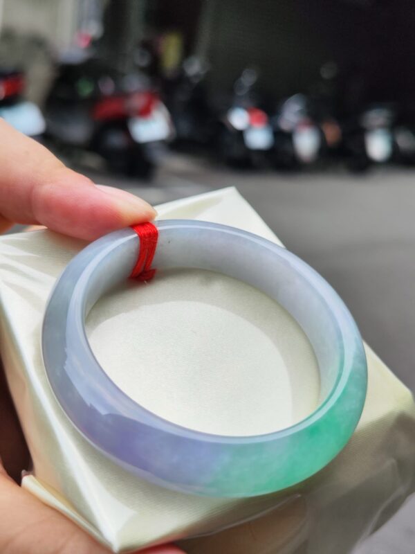 天然緬甸玉A貨｜四喜濃紫羅蘭春彩正圈厚庄手鐲
