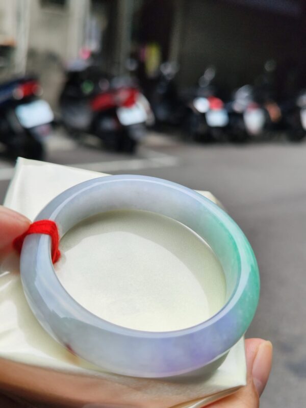 天然緬甸玉A貨｜四喜濃紫羅蘭春彩正圈厚庄手鐲