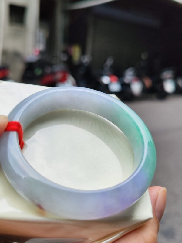 天然緬甸玉A貨｜四喜濃紫羅蘭春彩正圈厚庄手鐲
