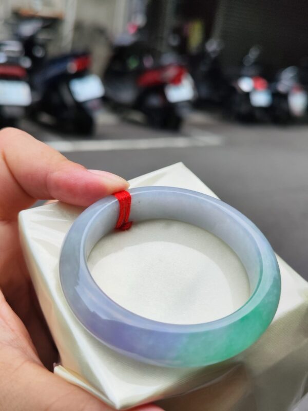 天然緬甸玉A貨｜四喜濃紫羅蘭春彩正圈厚庄手鐲