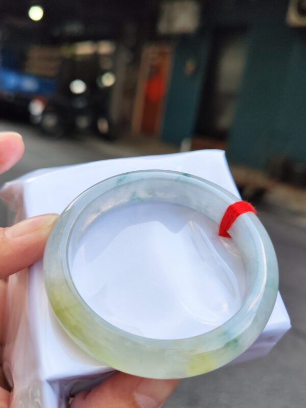 天然緬甸玉A貨 放光玻璃種飄蜜黃正圈手鐲