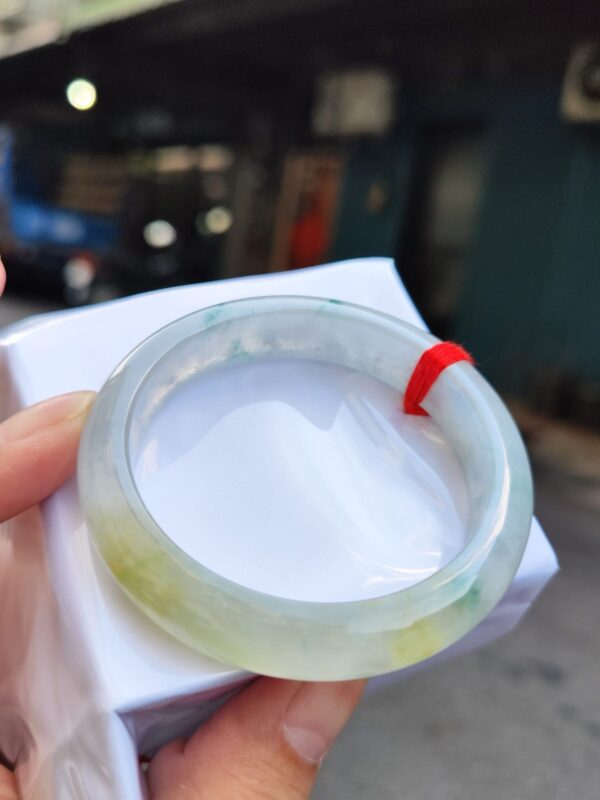 天然緬甸玉A貨 放光玻璃種飄蜜黃正圈手鐲