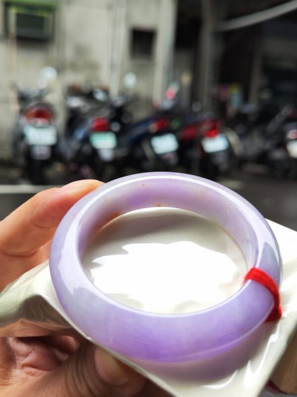 🌸 濃豔粉紫羅蘭正圈寬版厚庄手鐲｜天然緬甸玉A貨 🌸