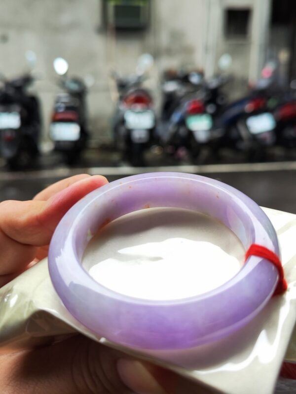 🌸 濃豔粉紫羅蘭正圈寬版厚庄手鐲｜天然緬甸玉A貨 🌸